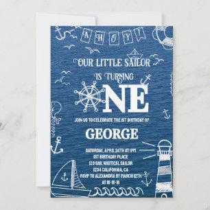 Invitación Cumpleaños de nuestro pequeño marinero náutico niñ