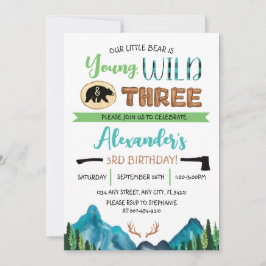 Invitación Cumpleaños de nuestro pequeño oso joven, salvaje y