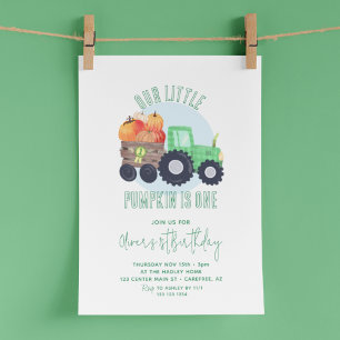 Invitación Cumpleaños de nuestro pequeño tractor de calabaza 