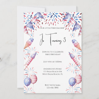 Invitación Cumpleaños de nuestros pequeños petardos 4 de juli