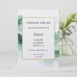 Invitación Cumpleaños de Onda Abstracta Verde