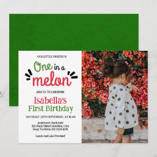 Invitación Cumpleaños de One In A Melon Little Sweetie Girl 1