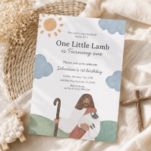 Invitación Cumpleaños de One Little Lamb Salmo 23