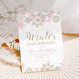 Invitación Cumpleaños de Onederland de Invierno copo de nieve