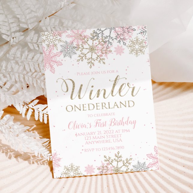 Invitación Cumpleaños de Onederland de Invierno copo de nieve (Subido por el creador)