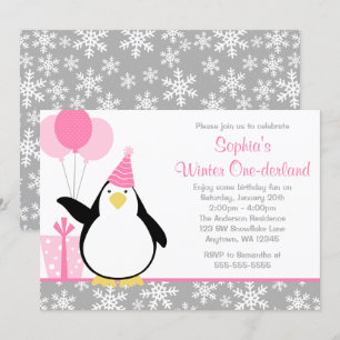 Invitación Cumpleaños de Onederland del invierno de los copos