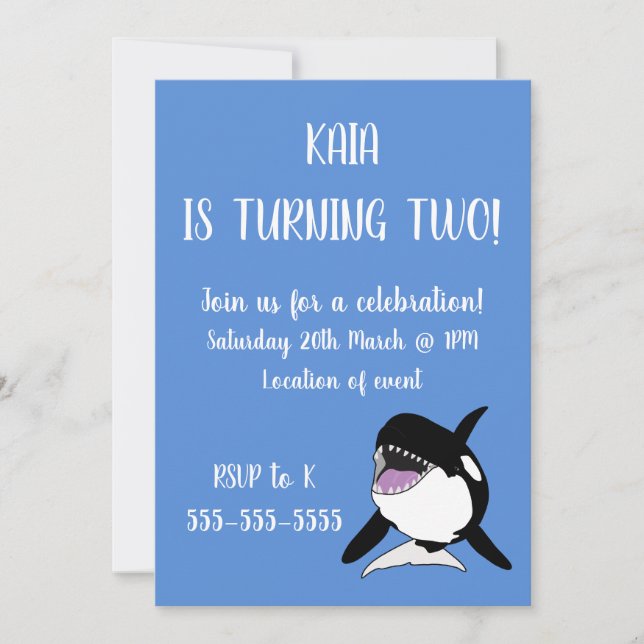 Invitación Cumpleaños de Orca (Anverso)