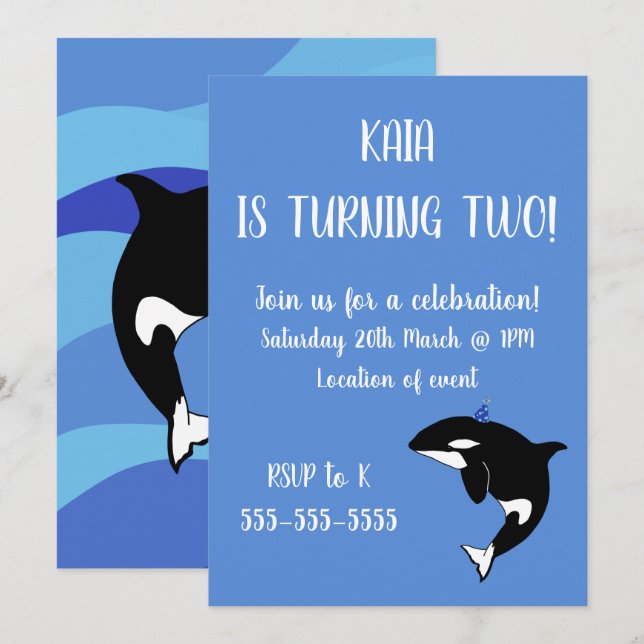 Invitación Cumpleaños de Orca (Anverso / Reverso)