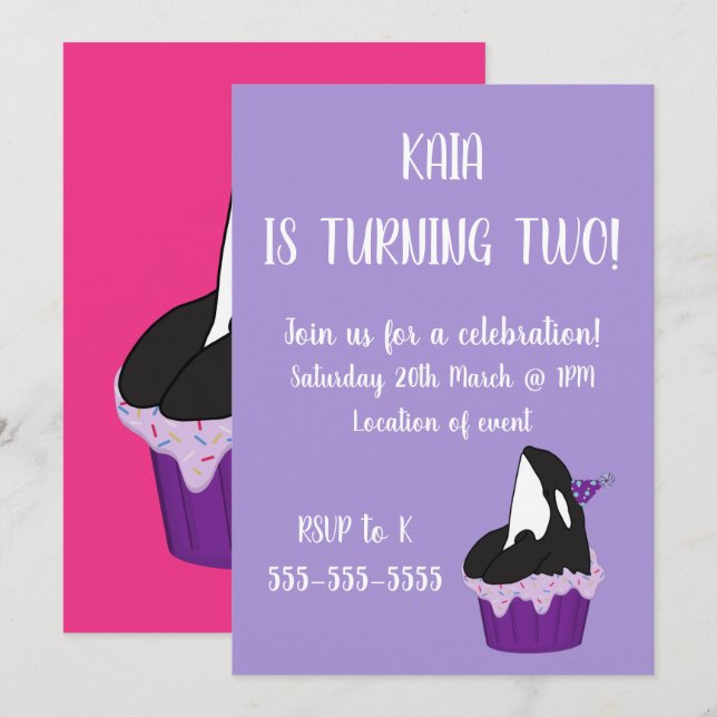 Invitación Cumpleaños de Orca (Anverso / Reverso)