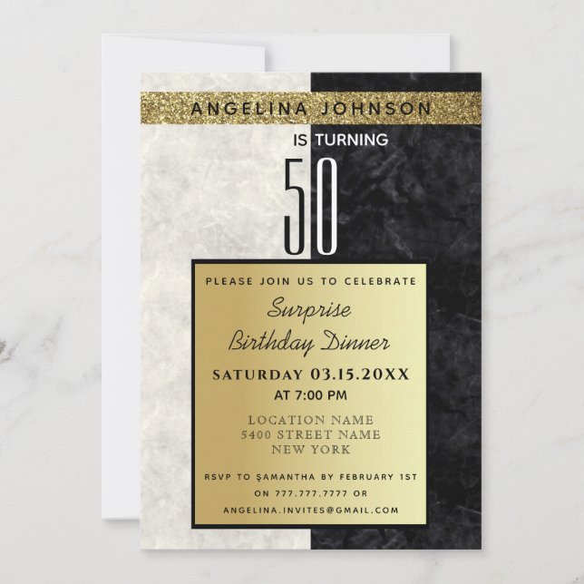 Invitación Cumpleaños de Oro 50 (Anverso)