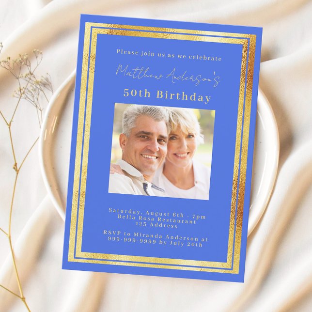 Invitación cumpleaños de oro azul real (Subido por el creador)