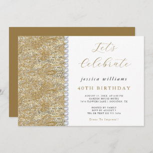 Invitación Cumpleaños de Oro de Posh Sequins y Diamonds