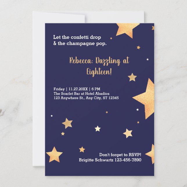 Invitación Cumpleaños de oro moderno (Anverso)