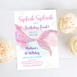 Invitación Cumpleaños de Oro Rosa de Sirena