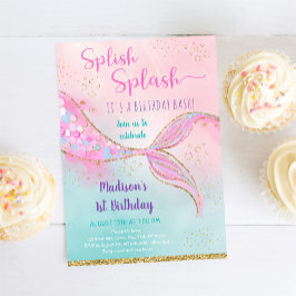 Invitación Cumpleaños de Oro Rosa de Sirena