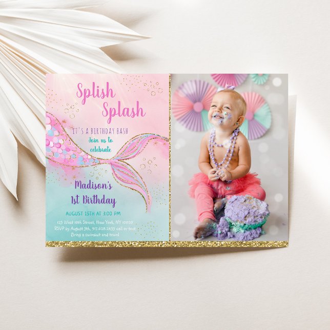 Invitación Cumpleaños de Oro Rosa de Sirena (Subido por el creador)