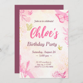 Invitación Cumpleaños de oro rosado