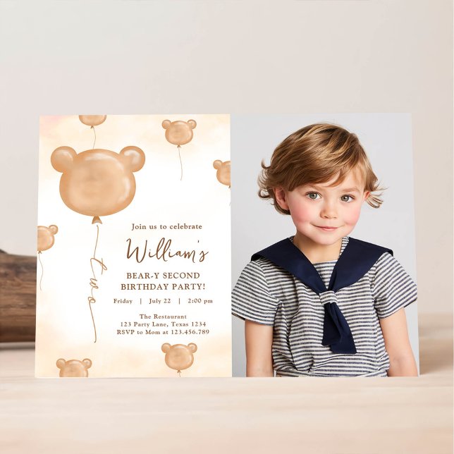 Invitación Cumpleaños de osito de peluche con globos segundo (Subido por el creador)