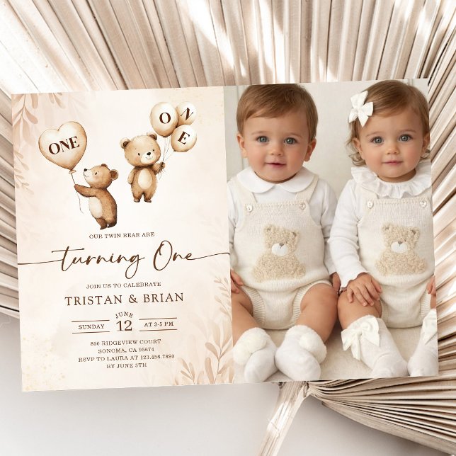 Invitación Cumpleaños de ositos gemelos primera foto (Subido por el creador)