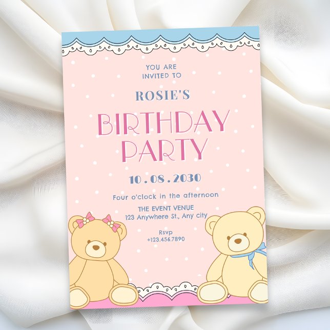 Invitación Cumpleaños de ositos lindos (Subido por el creador)