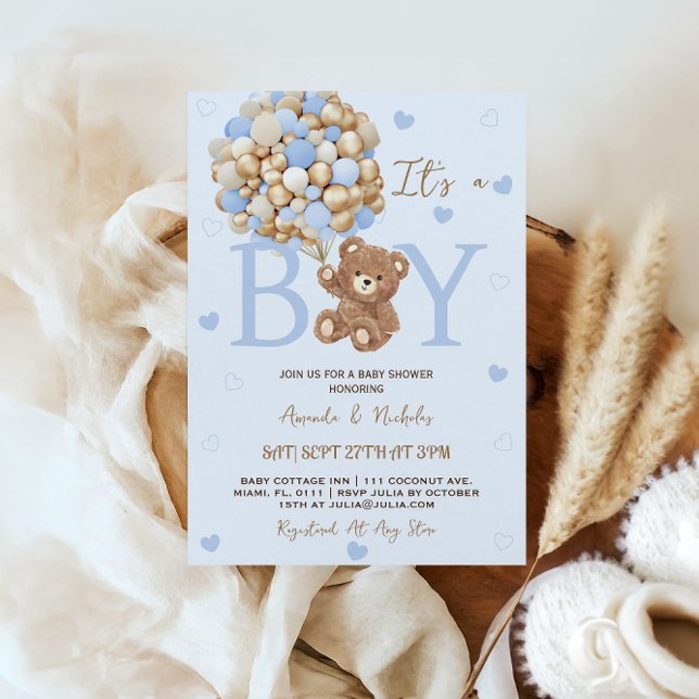 Invitación Cumpleaños de Oso Azul Es un Niño  (Subido por el creador)