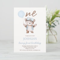 Cumpleaños de oso azul lindo marrón primero Cumple