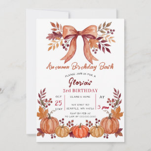 Invitación Cumpleaños de otoño de calabazas de arco rústico