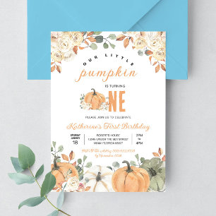 Invitación Cumpleaños de otoño de nuestra pequeña calabaza 1