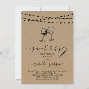 Invitación Cumpleaños de Paint & Sip, Bachelorette, Ducha Bri