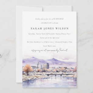 Invitación Cumpleaños de paisaje al acuarela de Boise, Idaho