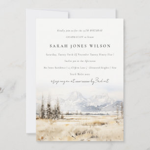 Invitación Cumpleaños de paisaje al acuarela de Jackson Hole