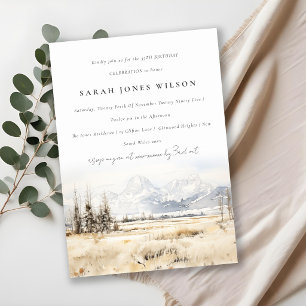 Invitación Cumpleaños de paisaje al acuarela de Jackson Hole