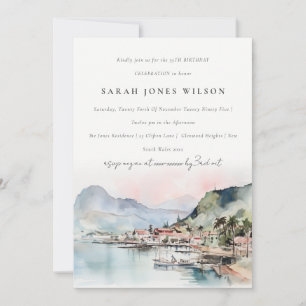 Invitación Cumpleaños de paisaje de acuarela de Kauai Hawaii