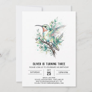 Invitación Cumpleaños de Pájaro Colibrí Tropical