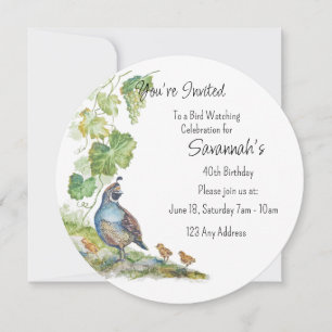 Invitación Cumpleaños de pájaro de codorniz de Calif Pajarero