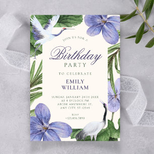 Invitación Cumpleaños de pájaro decorativo floral
