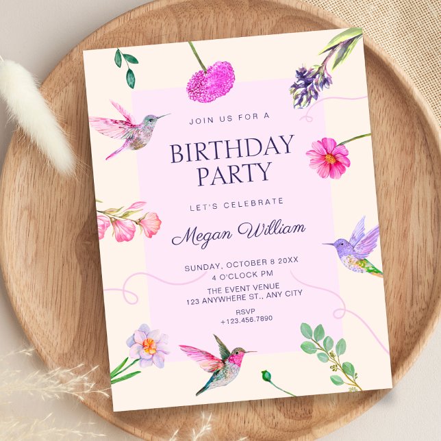 Invitación Cumpleaños de pájaros florales (Subido por el creador)