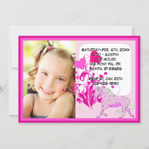 Invitación Cumpleaños de Palomino Rosa (corazones florales ro