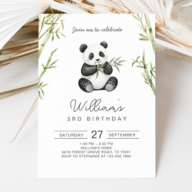 Invitación Cumpleaños de Panda: Bambú Verde (Subido por el creador)