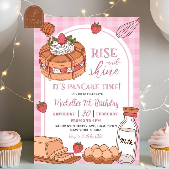Invitación Cumpleaños de Panqueque Rosa Rise and Shine (Subido por el creador)