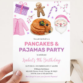 Invitación Cumpleaños de Panqueques y Pijamas Rosa Púrpura