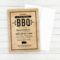 Cumpleaños de papel vintage de cerdo a la parrilla