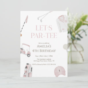 Invitación Cumpleaños de Par-Tee de Golf Preppy con Acuarela
