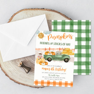 Invitación Cumpleaños de Parche de Calabaza Otoñal Camioneta