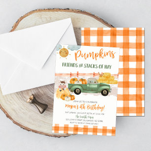 Invitación Cumpleaños de Parche de Calabaza Otoñal Camioneta 