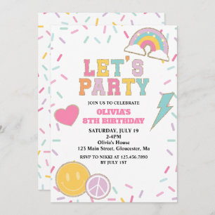 Invitación Cumpleaños de Parche Preppy
