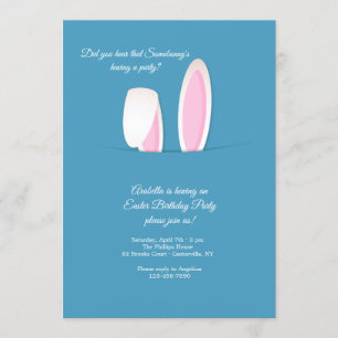 Invitación Cumpleaños de Pascua de Orejitas de Conejo