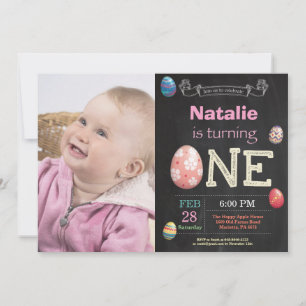 Invitación Cumpleaños de Pascua niña Huevo de Pascua primero 