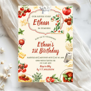 Invitación Cumpleaños de pasta italiana Little Cheff cumple u