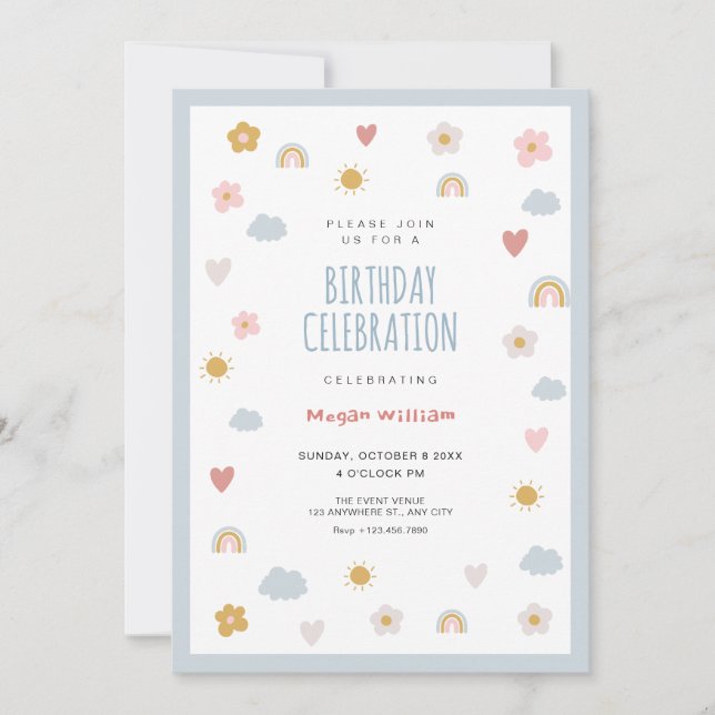 Invitación cumpleaños de Pastel (Anverso)